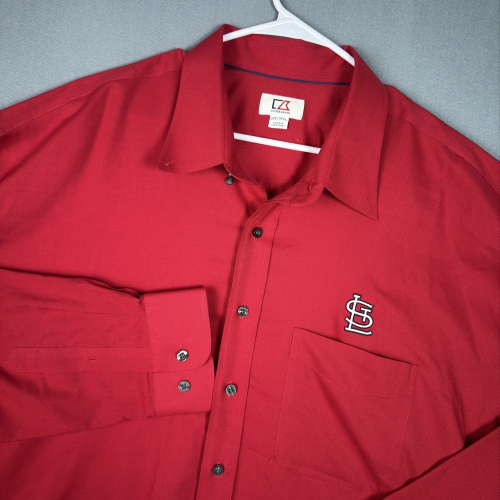 Cutter & Buck St Louis Cardinals Mens 3XT Red Button Down Shirt Long Sleeve MLB